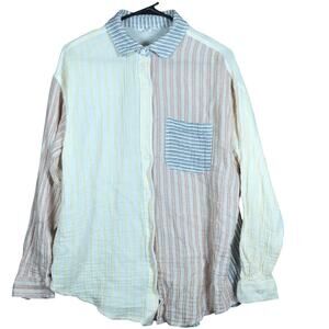 Aeropostale Womens Shirt Multicolored Striped Collared Button Down 100% Cotton S